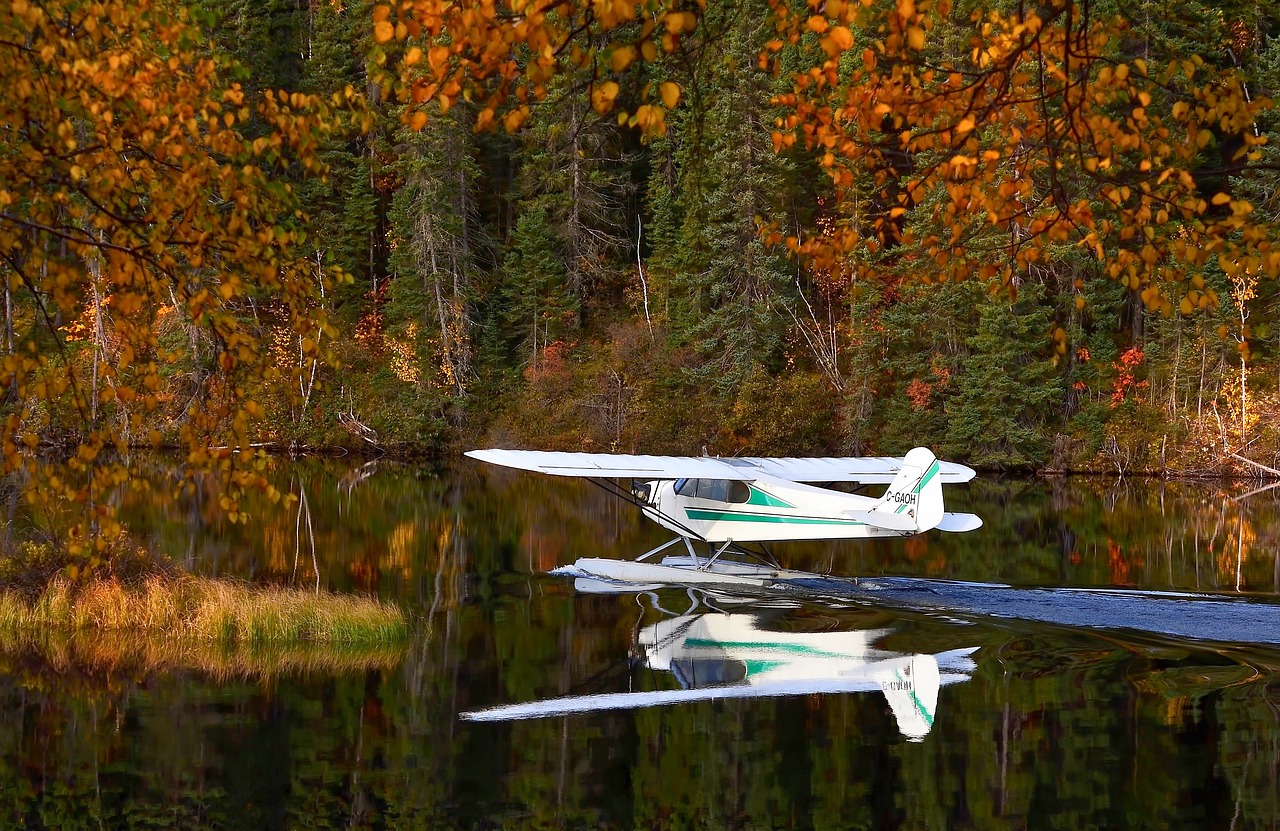 Image - seaplane autumn landscape lake