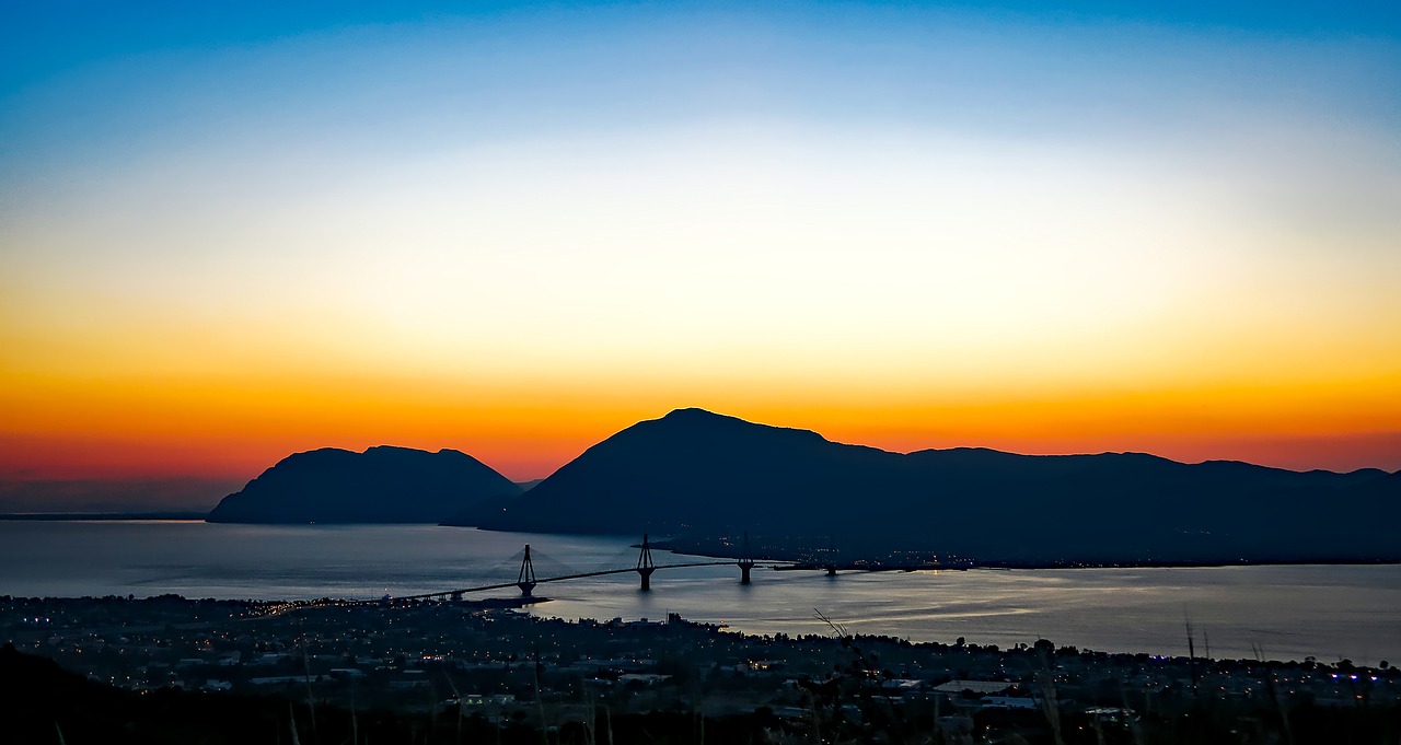 Image - patras greece sunset mountains sky