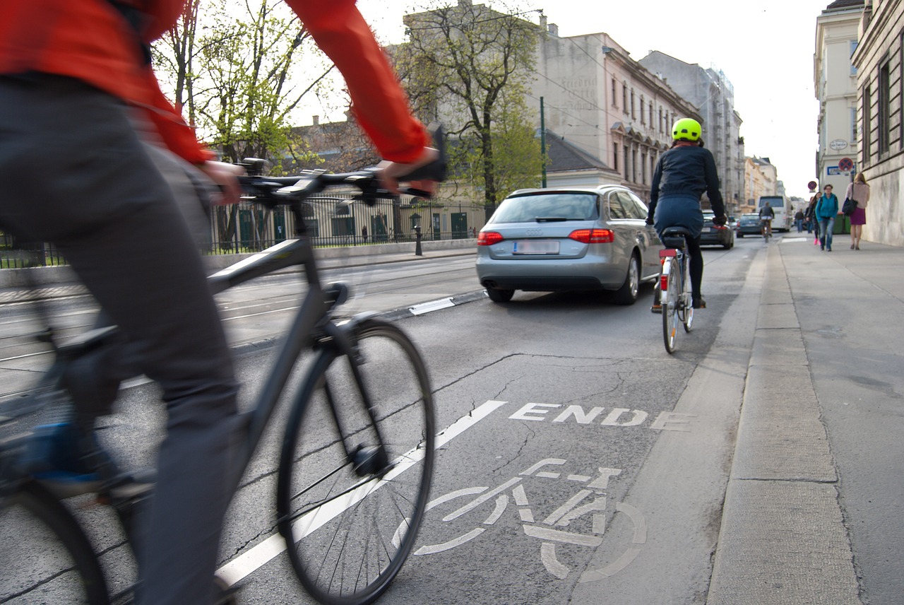 Image - cyclists cycle path traffic bike