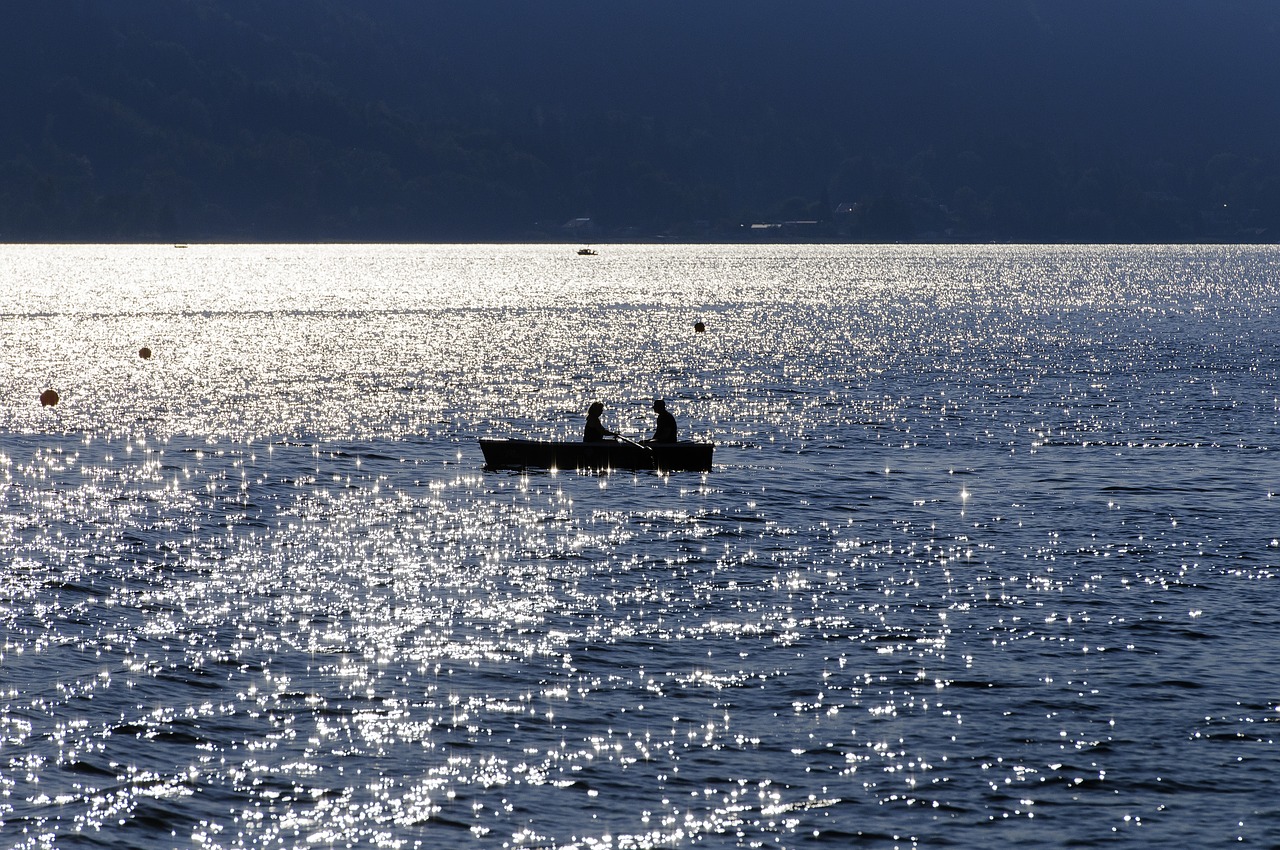 Image - rowing boat lake pair wave rowing