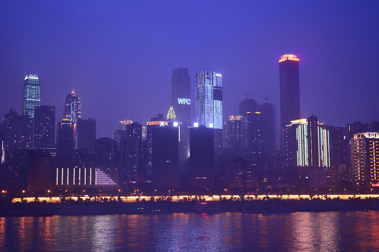 Image - chongqing night view tall buildings