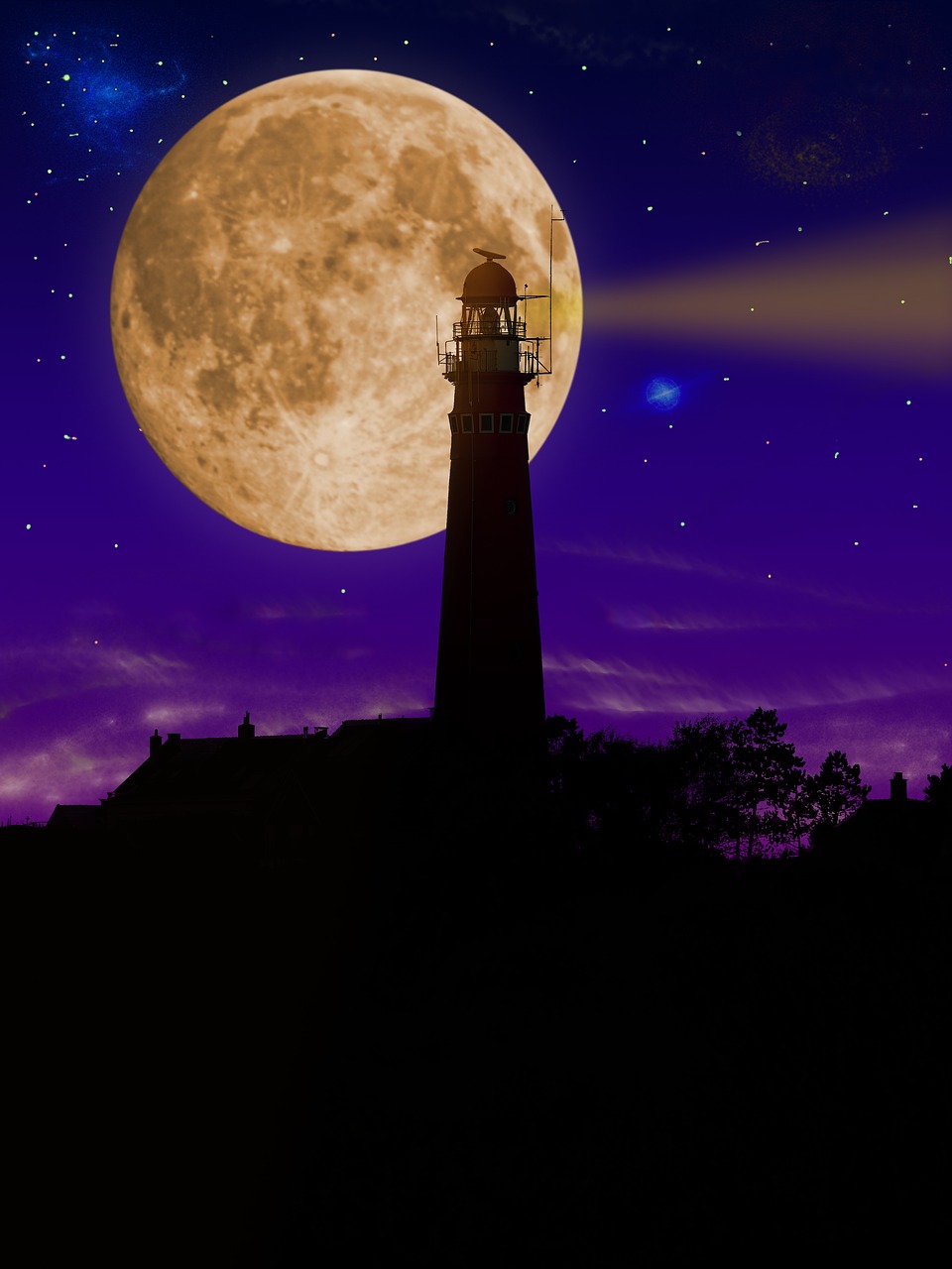 Image - lighthouse night tower illuminated