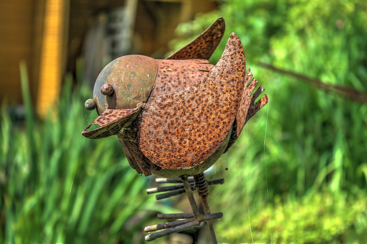 Image - bird tin garden figure hdr