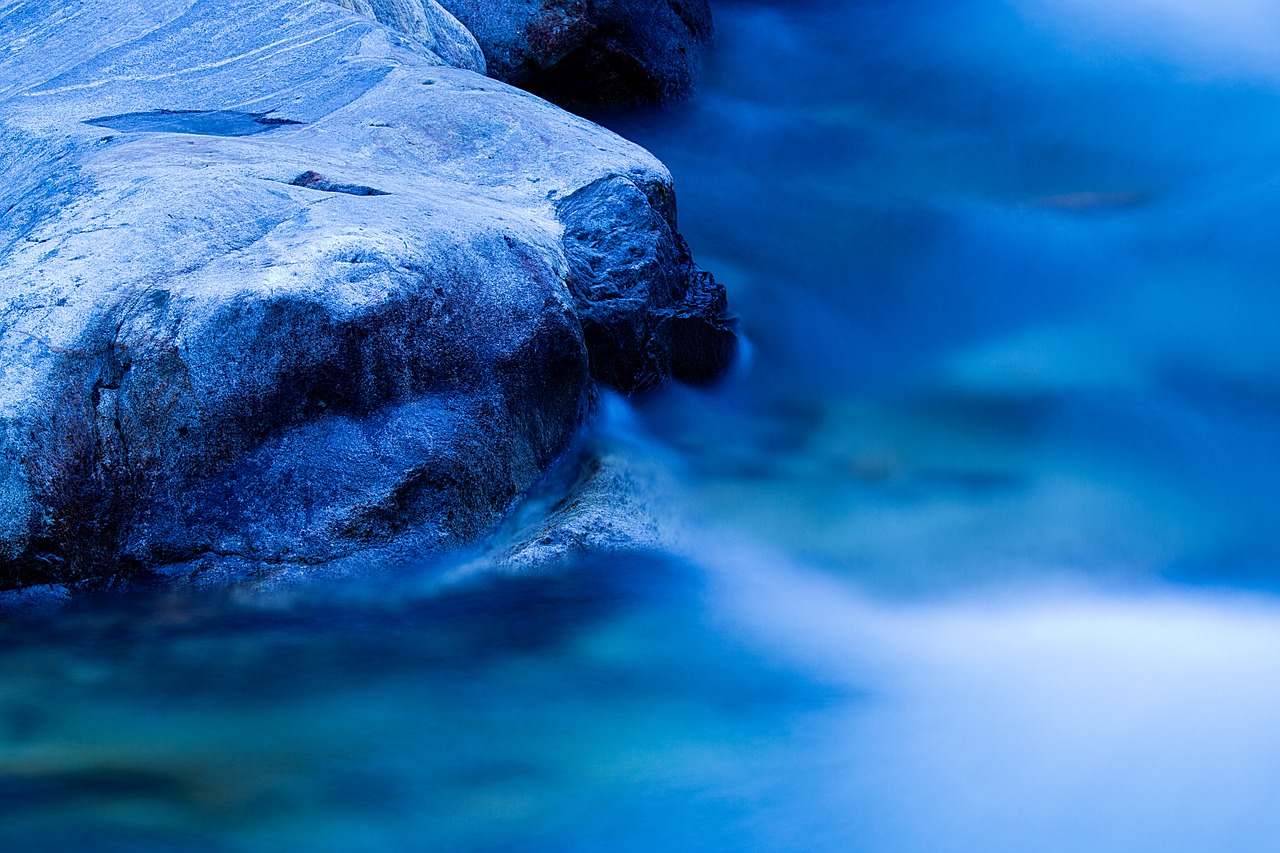 Image - blue hour in verzascatal switzerland