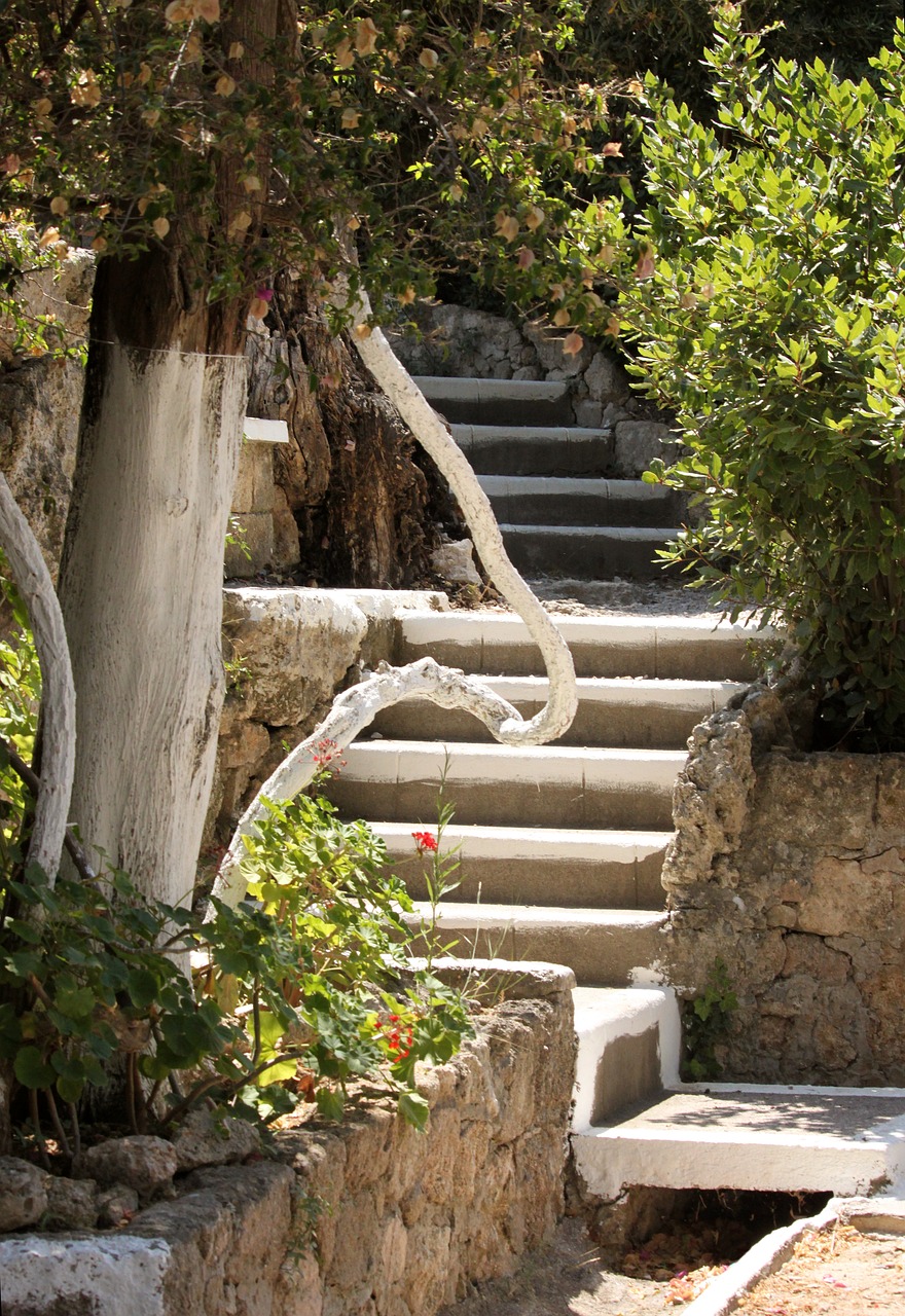 Image - staircase greece summer tree