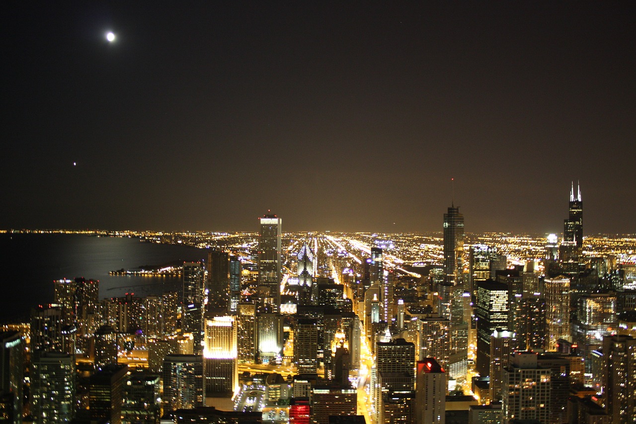 Image - chicago skyline night city