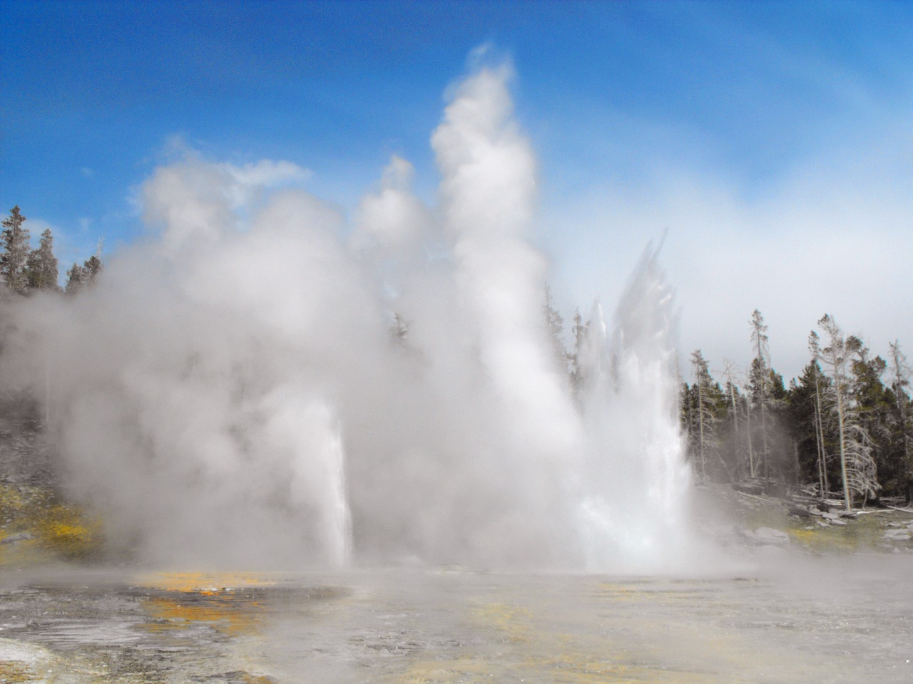 Image - water up ground old geyser blue