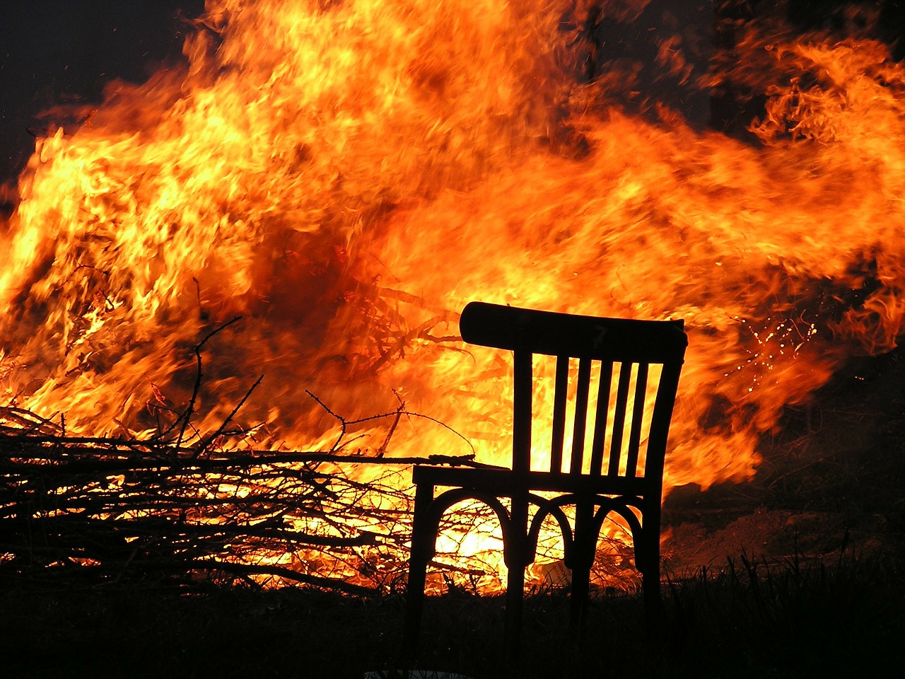 Image - fire flame burn chair wood fire