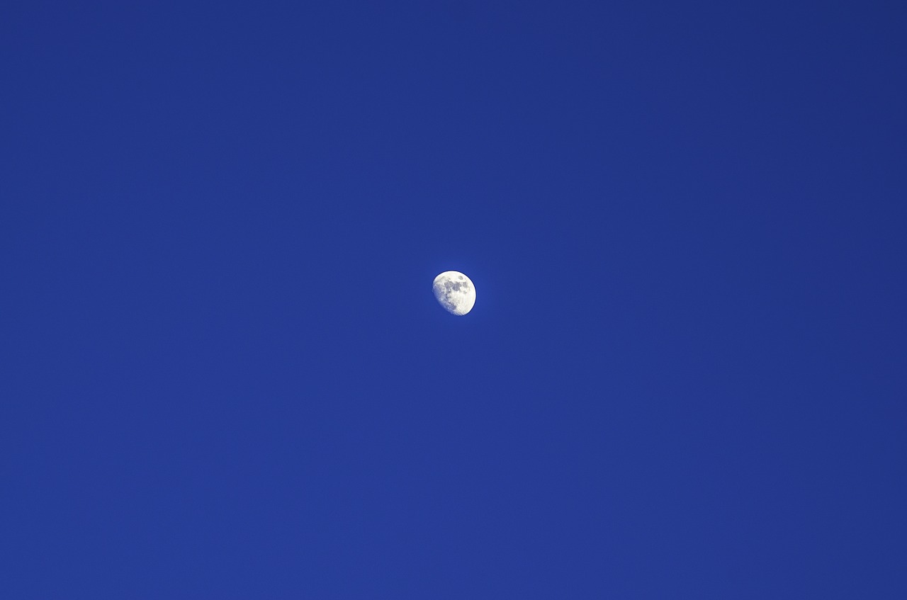 Image - moon sky blue clear blue sky