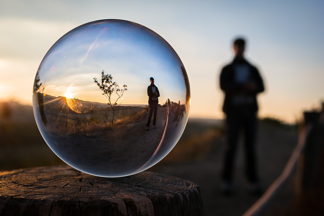 Image - glass ball evening man sunset