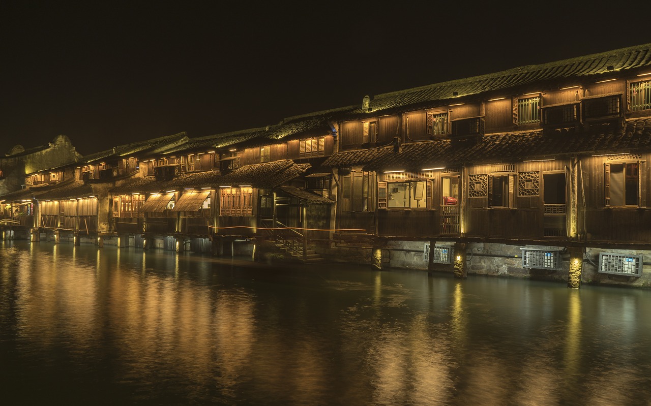 Image - night old town reflection building