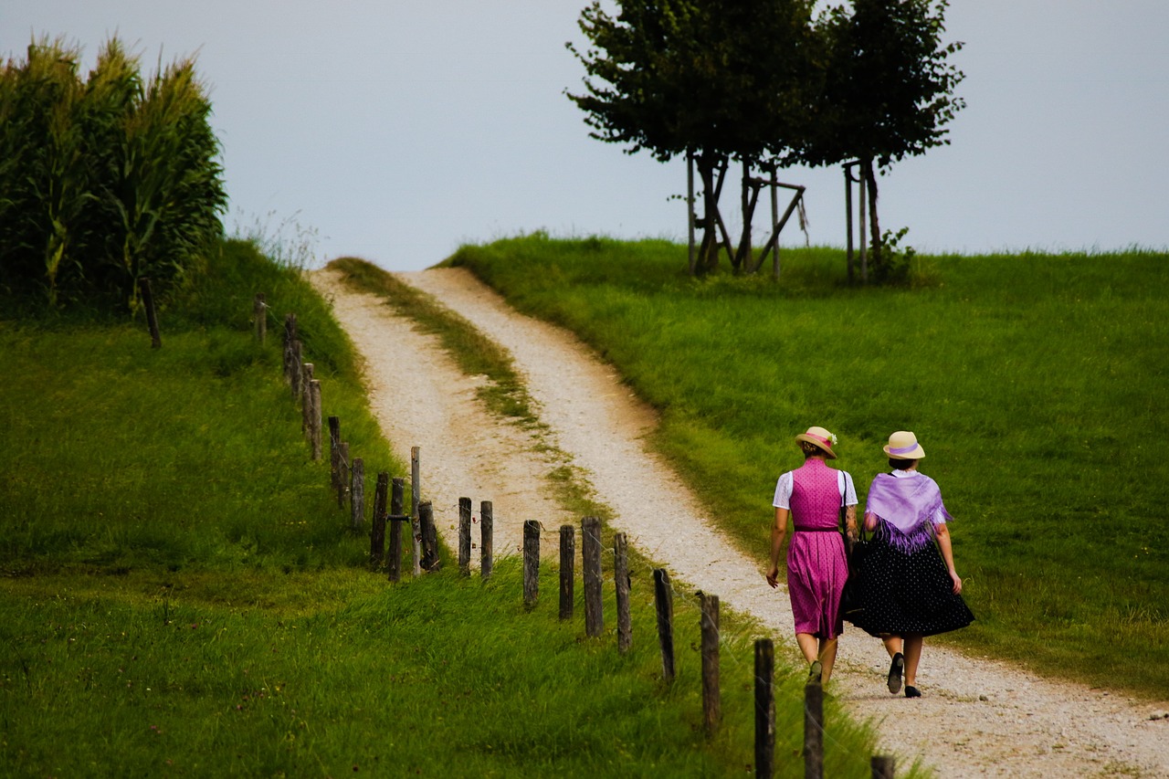 Image - landscape nature girl away field