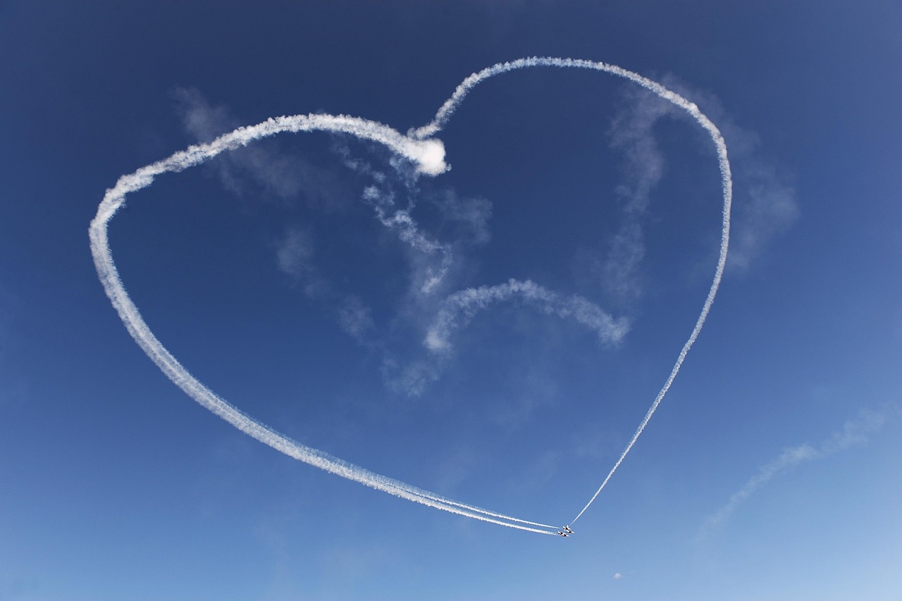 Image - heart jets planes sky aircraft