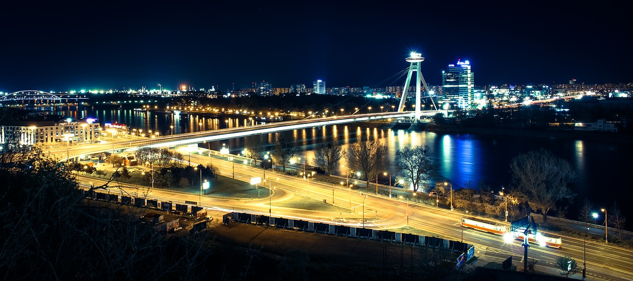 Image - bratislava bridge in the evening