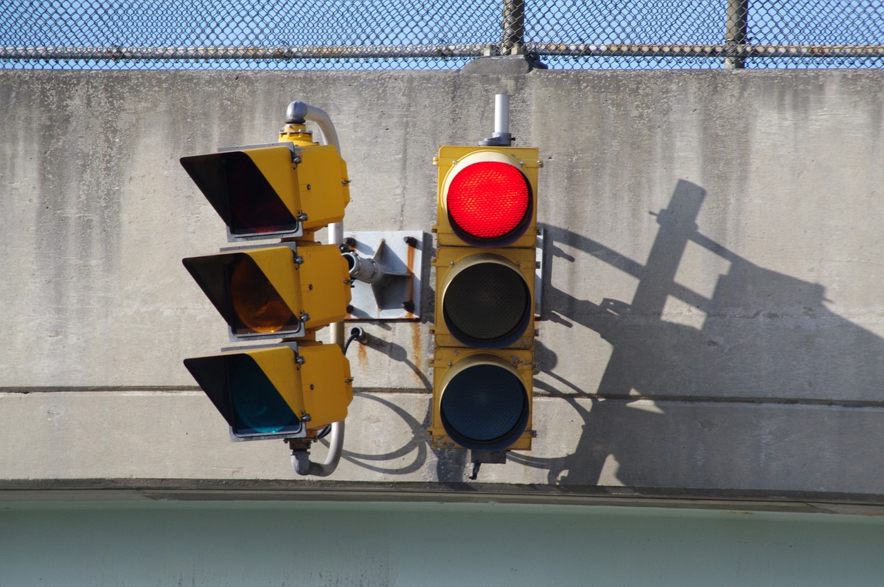 Image - red light stoplight street sign