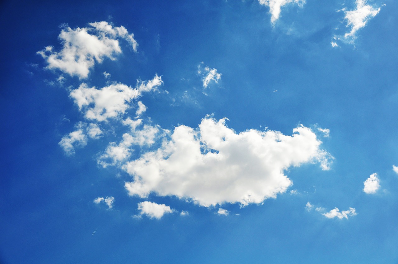 Image - clear blue sky white cloud sunshine