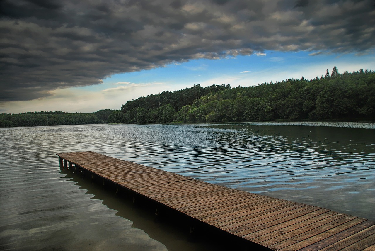 Image - lake bridge storm landscape water