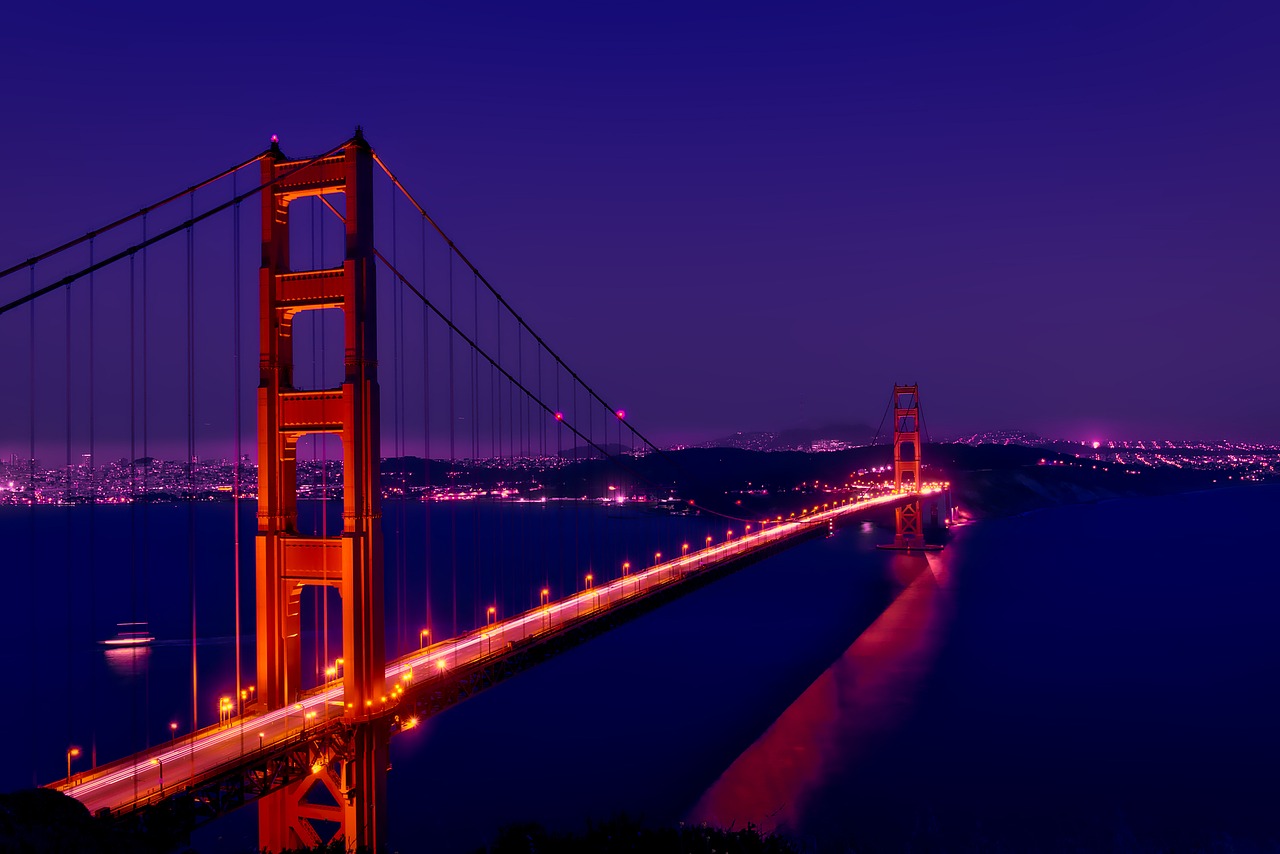 Image - golden gate bridge night evening