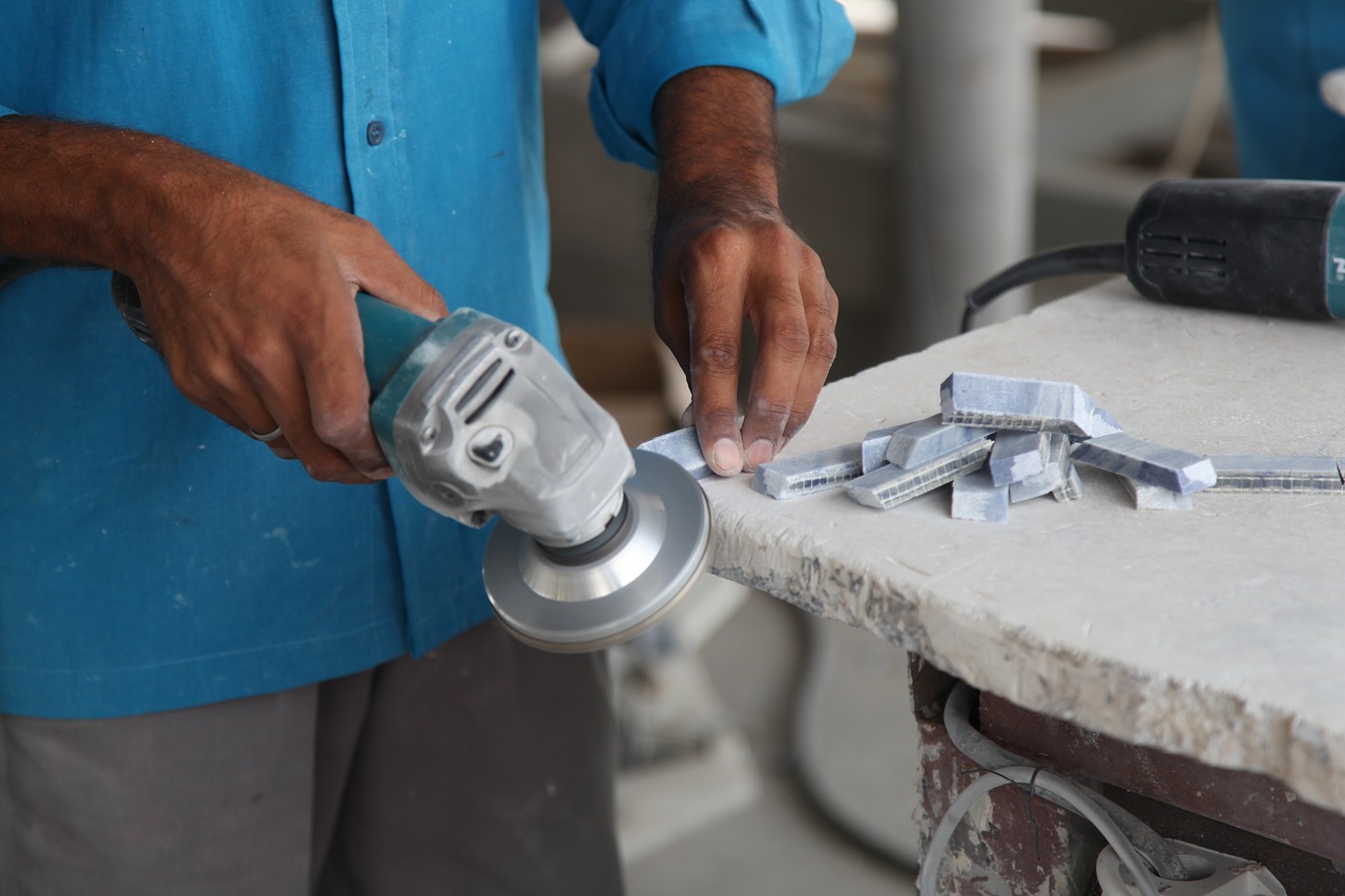 Image - marble granite grinding work man