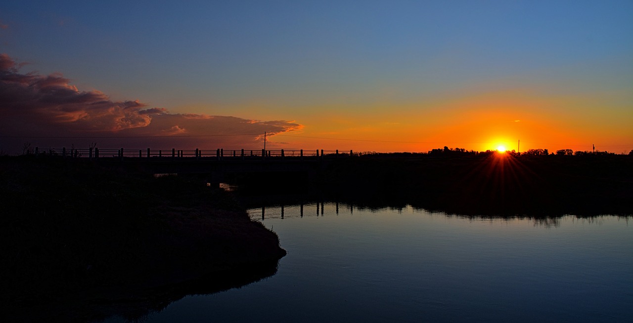 Image - landscape sunset brook