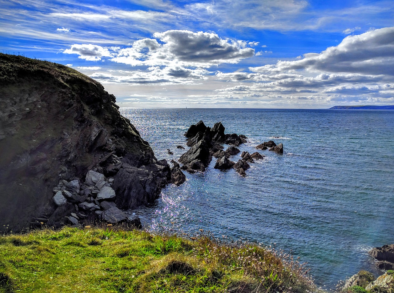 Image - rocks sea coast cornwall clouds