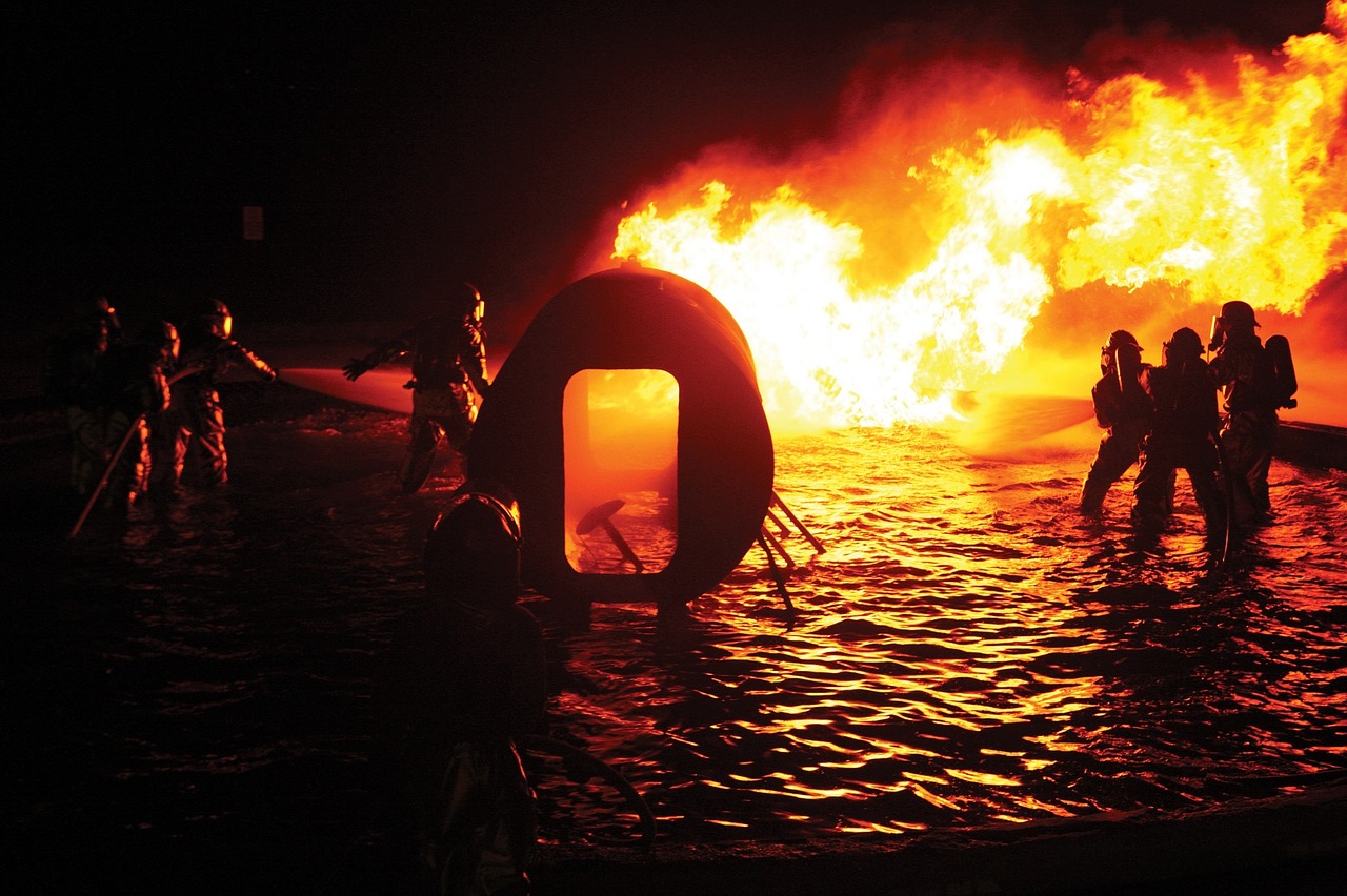 Image - firefighters training live fire