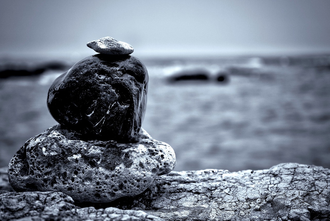 Image - stones black and white rock nature