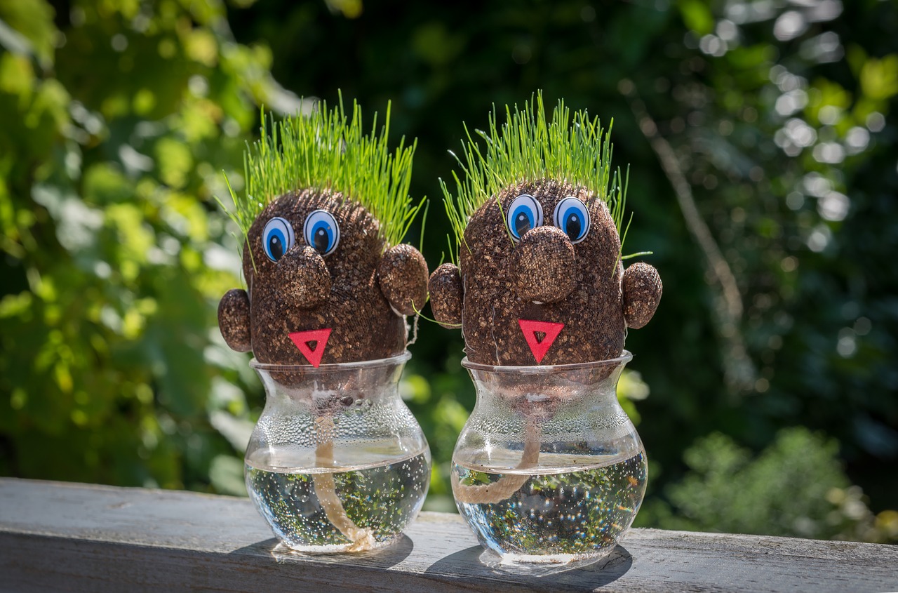 Image - grass figurines vase garden green