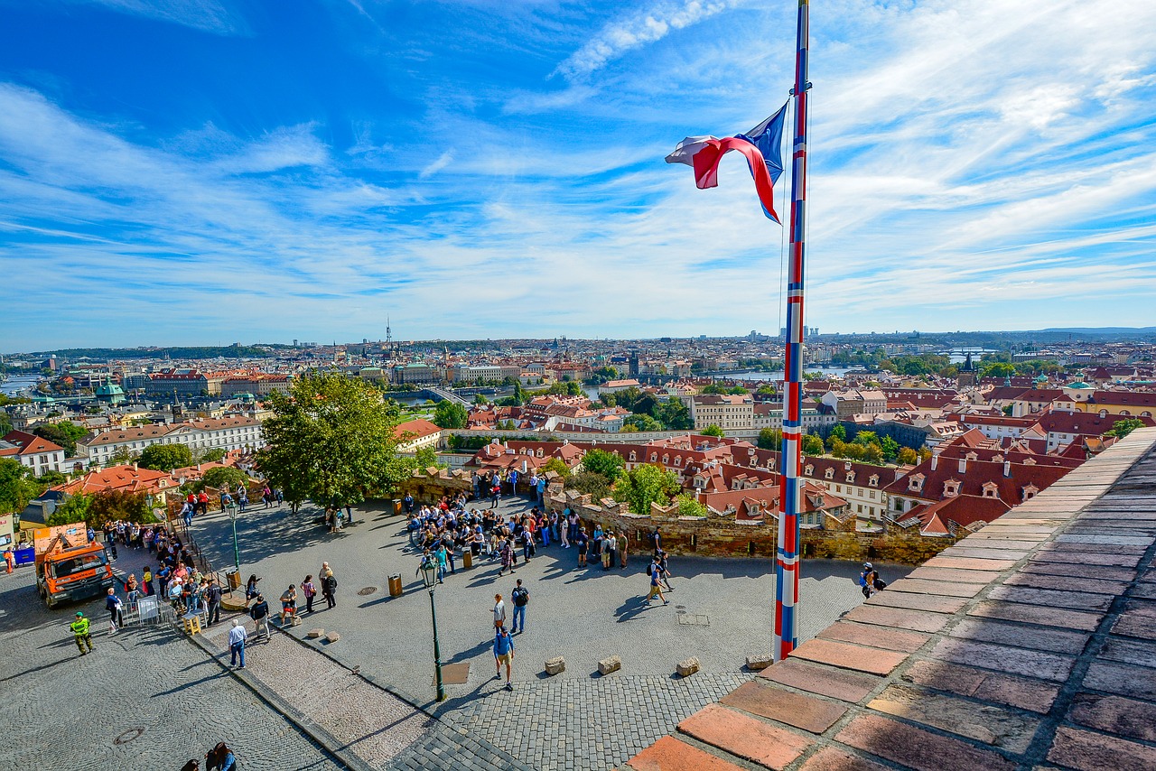 Image - prague flag view castle sky czech