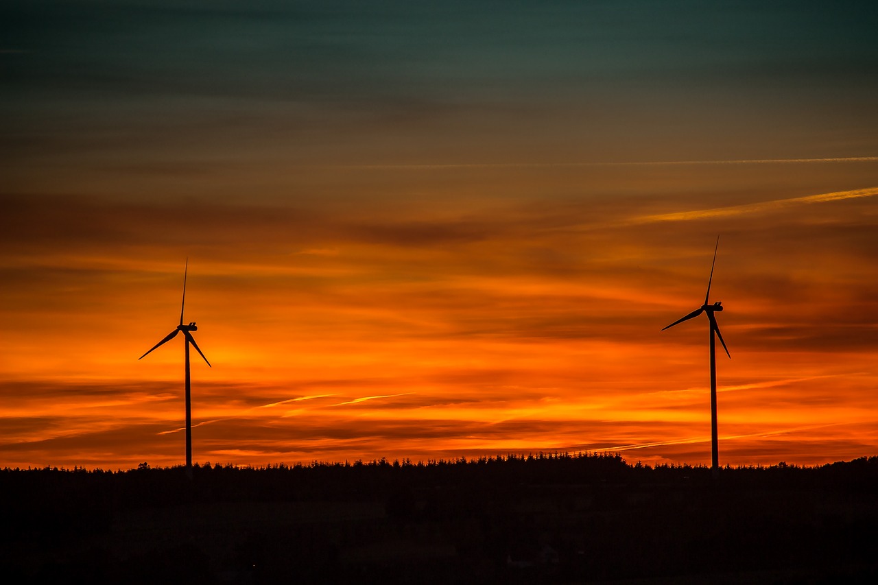 Image - sunset setting sun windräder