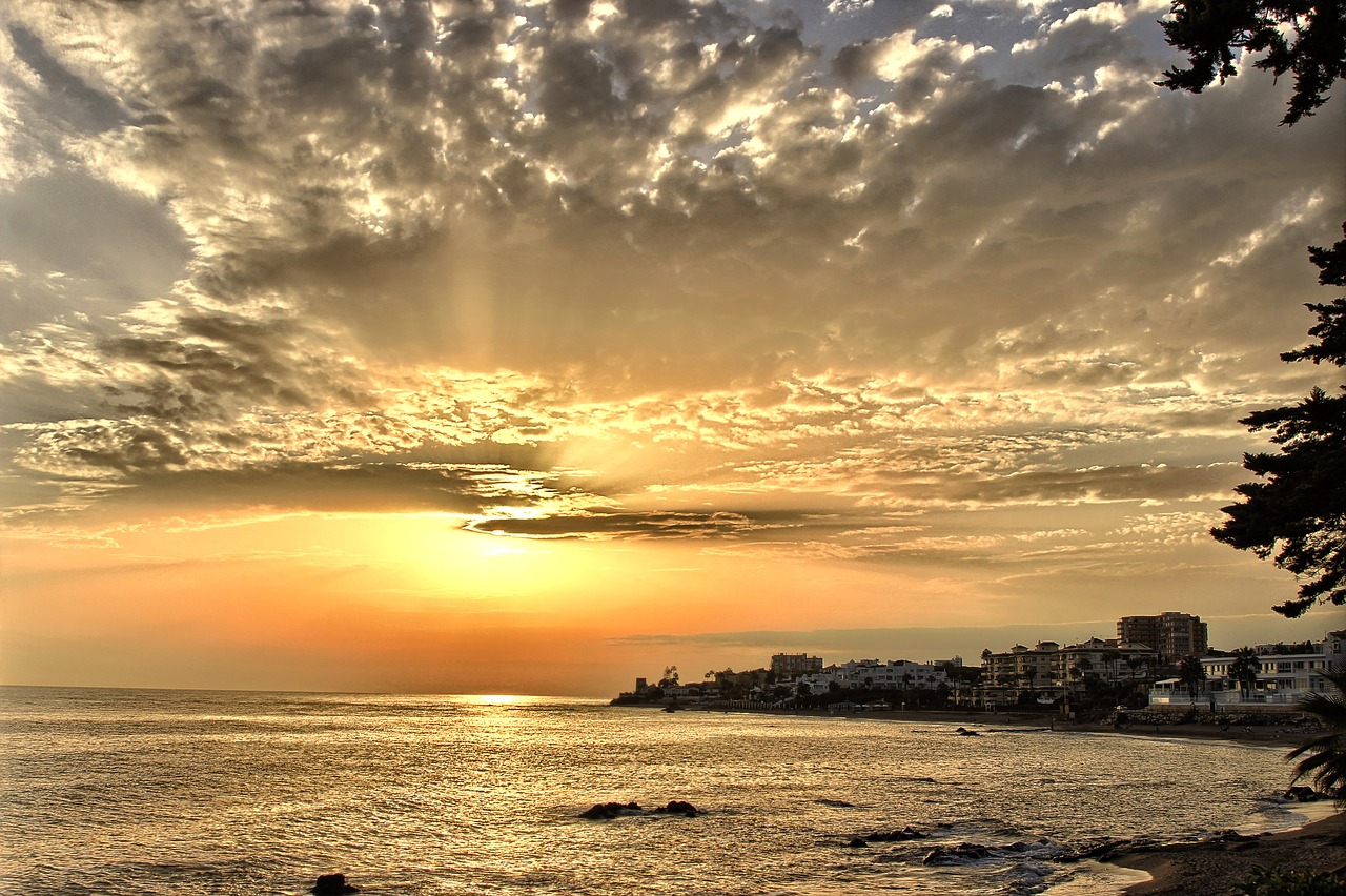 Image - twilight mijas sunset sky clouds