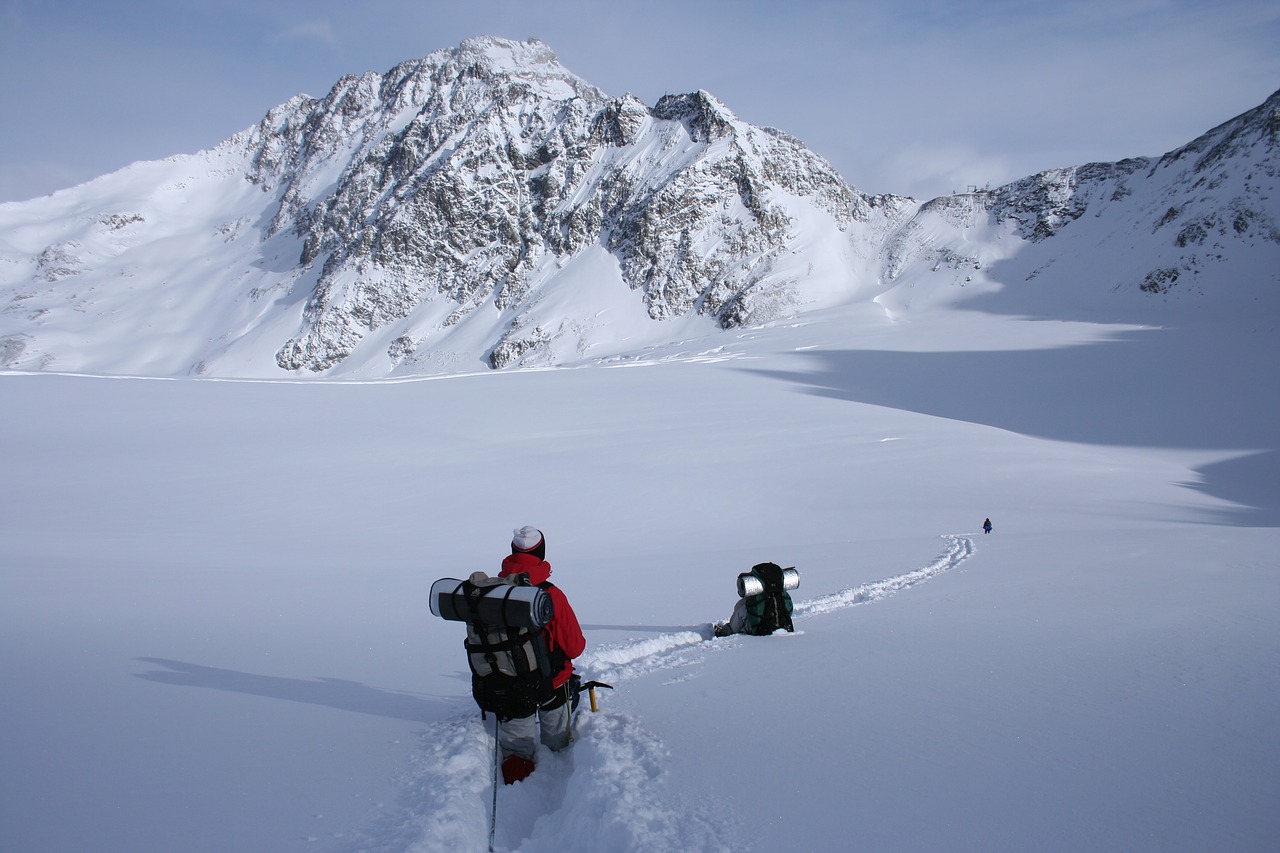 Image - winter hike snowy mountain alps