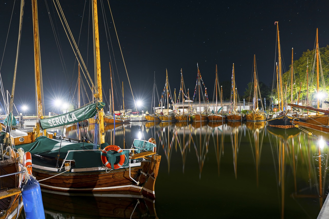 Image - zeesen boats night port lights