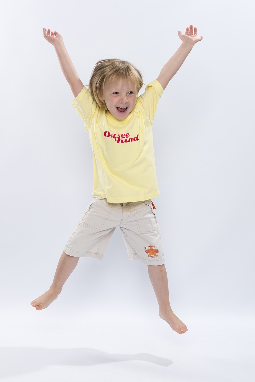 Image - child jumps laughing cheerful