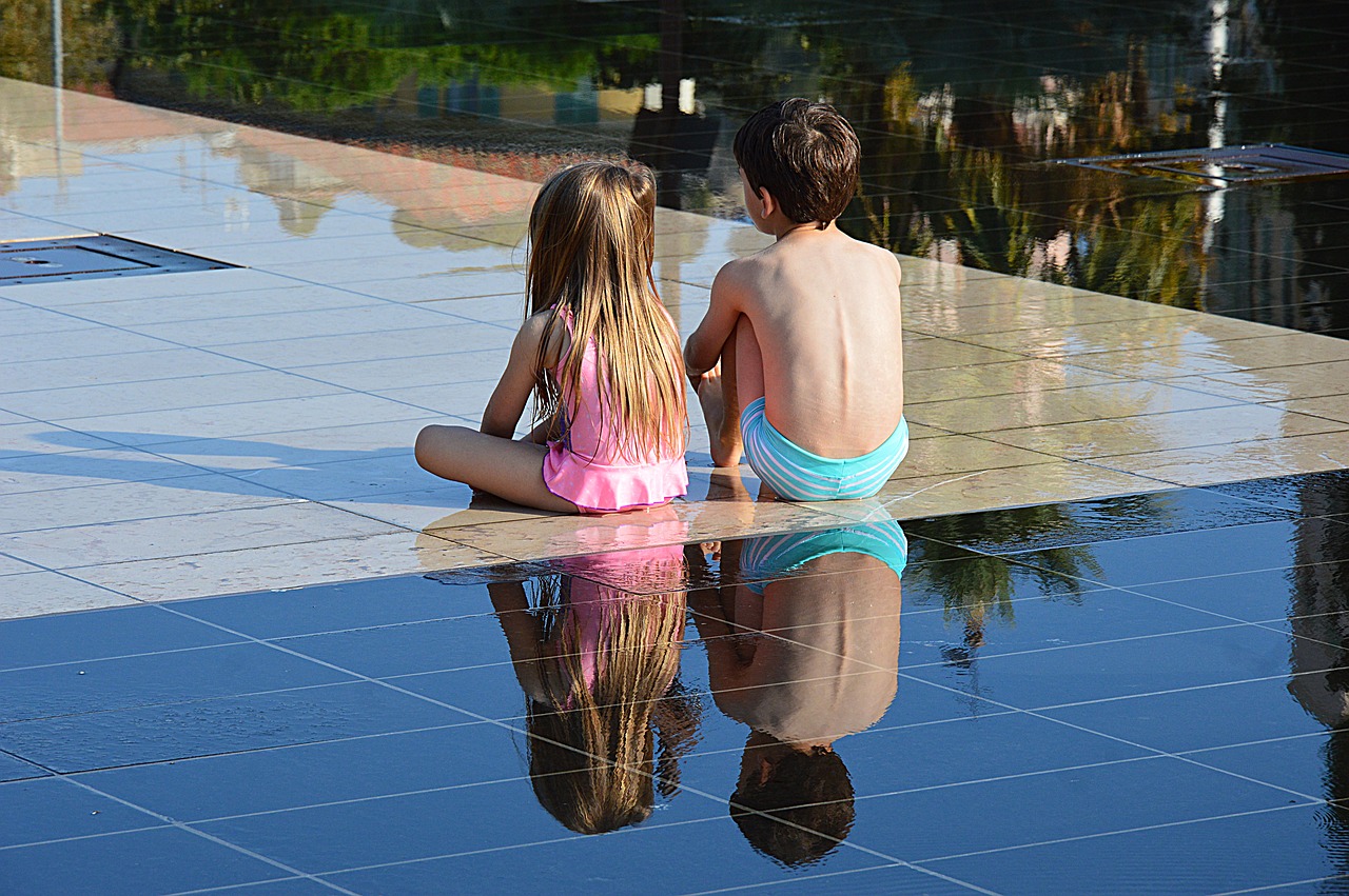 Image - children water mirror nice