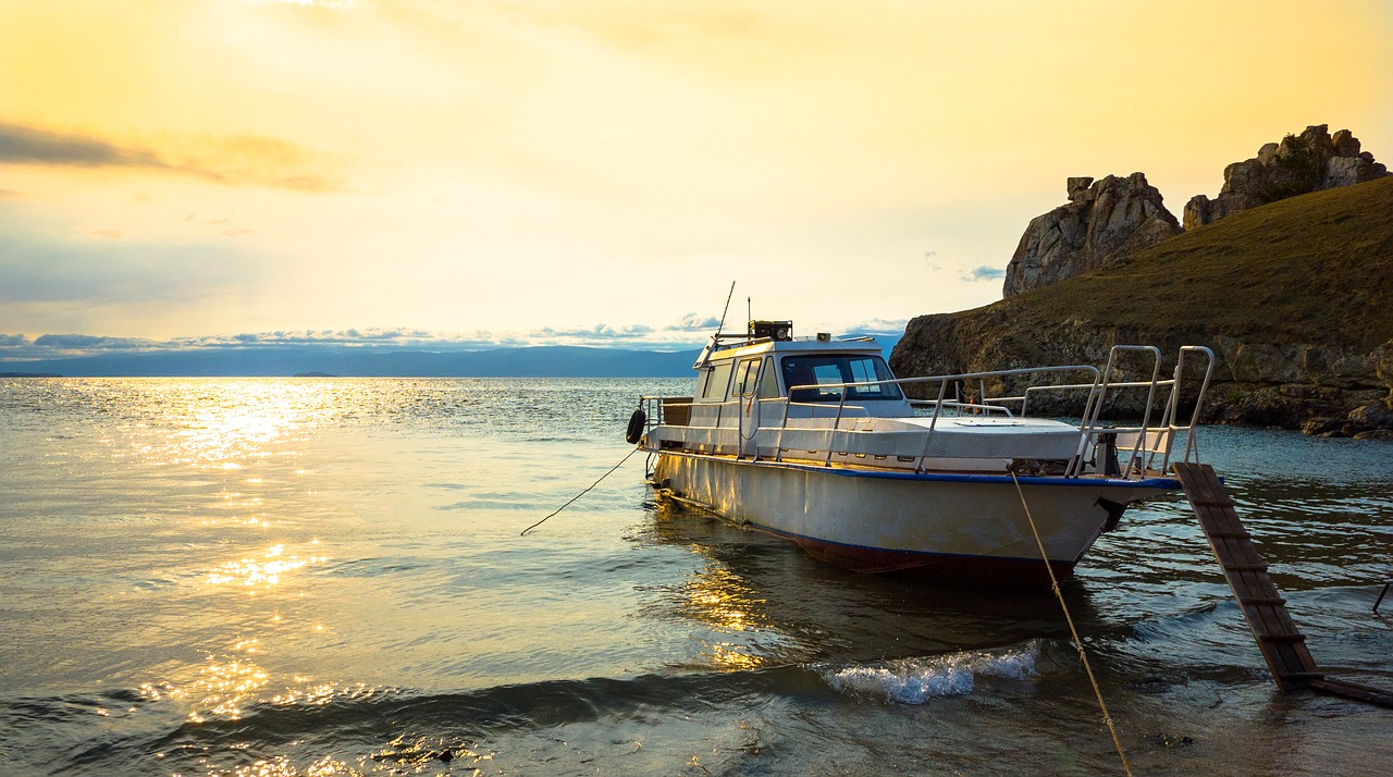 Image - boat beach sunset sea against day