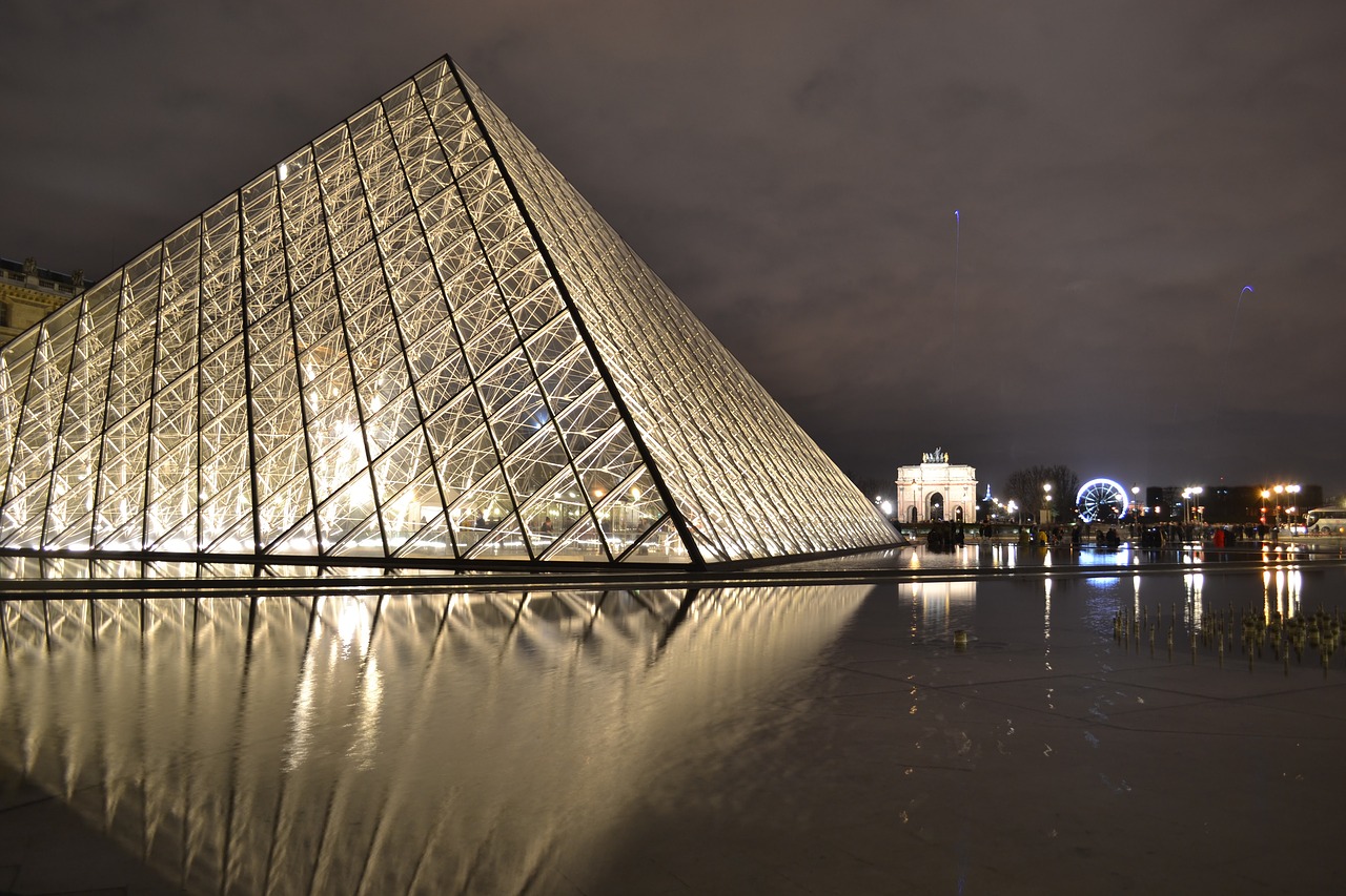 Image - paris night louvre pyramid glass