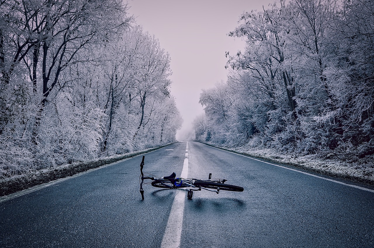 Image - landscape snow ice frost bicycle