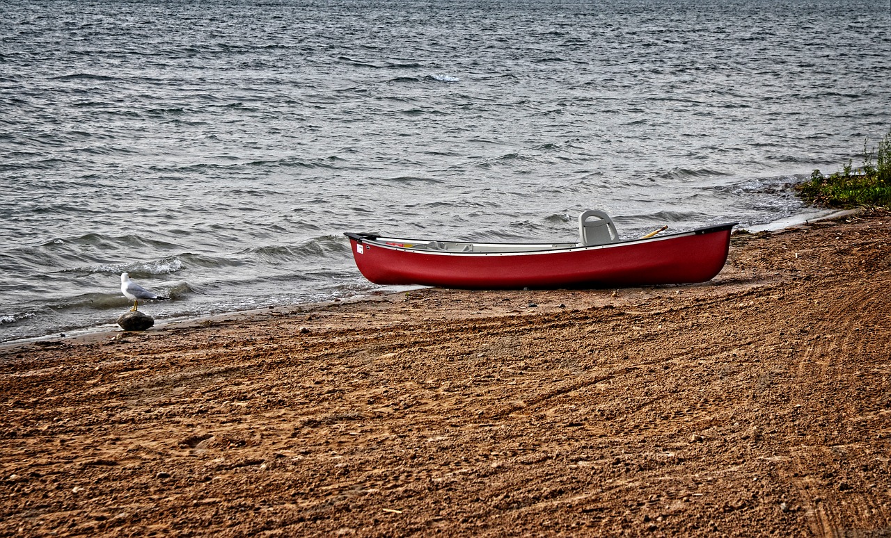 Image - canoe beach sand water sky sport