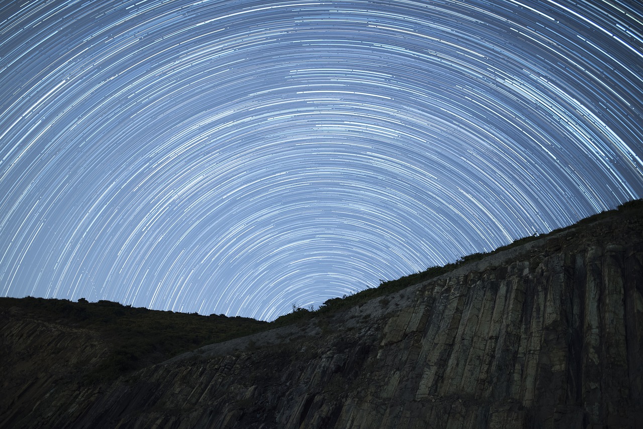 Image - night sky hexagon rock starry