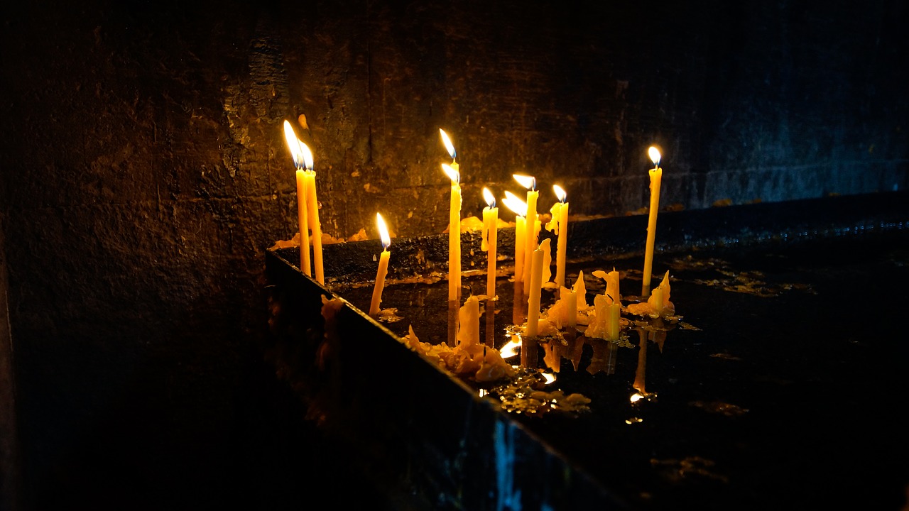 Image - candle wax lit prayer church