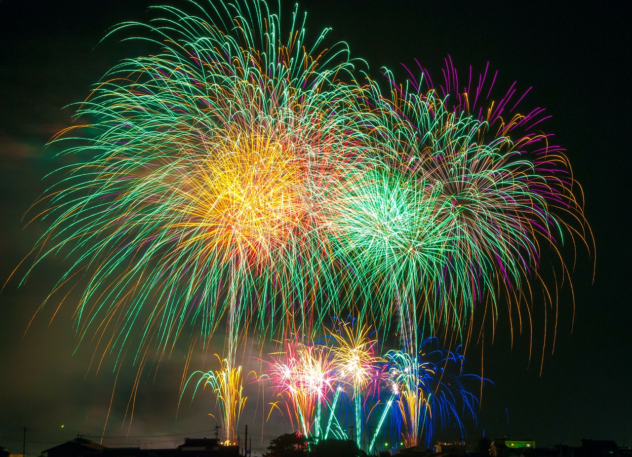 Image - fireworks light japan festival sky