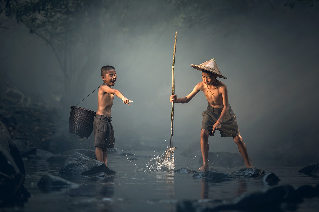 Image - children fishing the activity asia