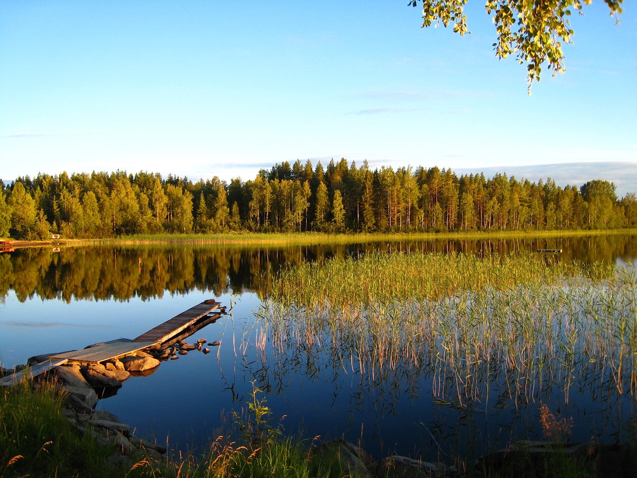 Image - lake summer blue bridge water