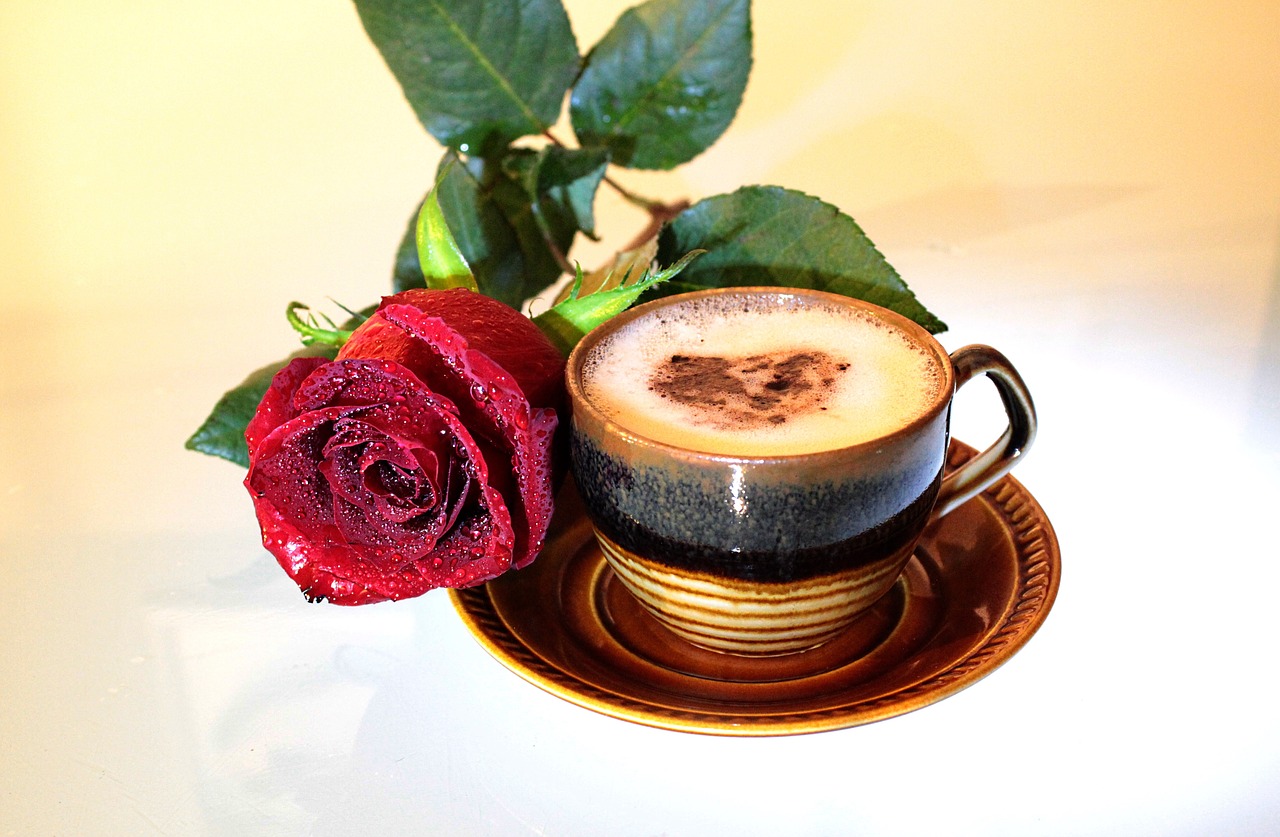 Image - coffee rose cup foam drink