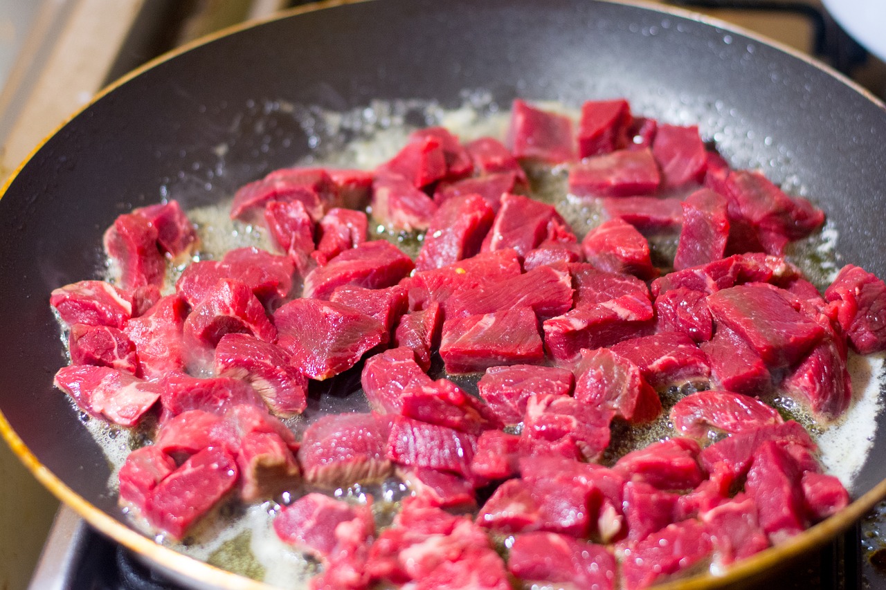 Image - meat beef frying kitchen cooking