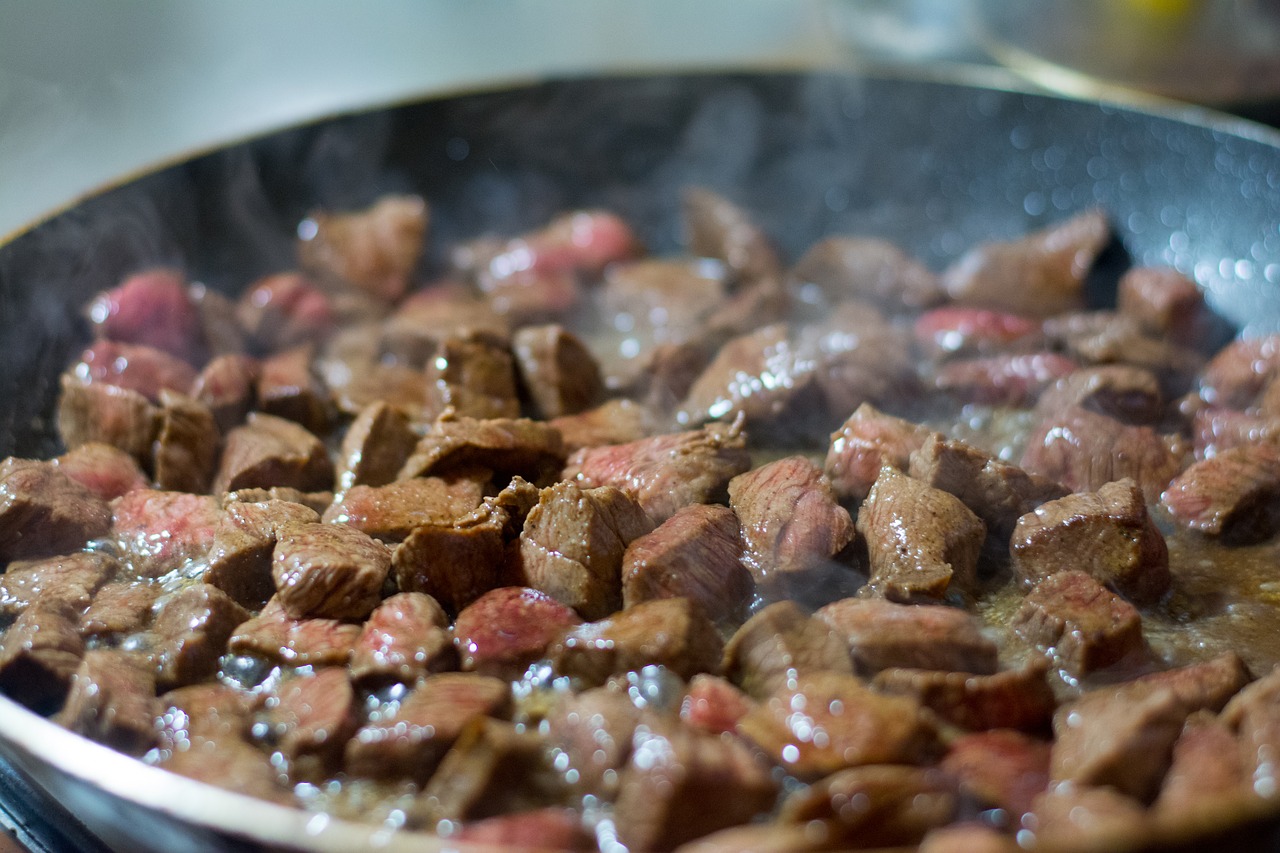 Image - meat beef frying kitchen cooking