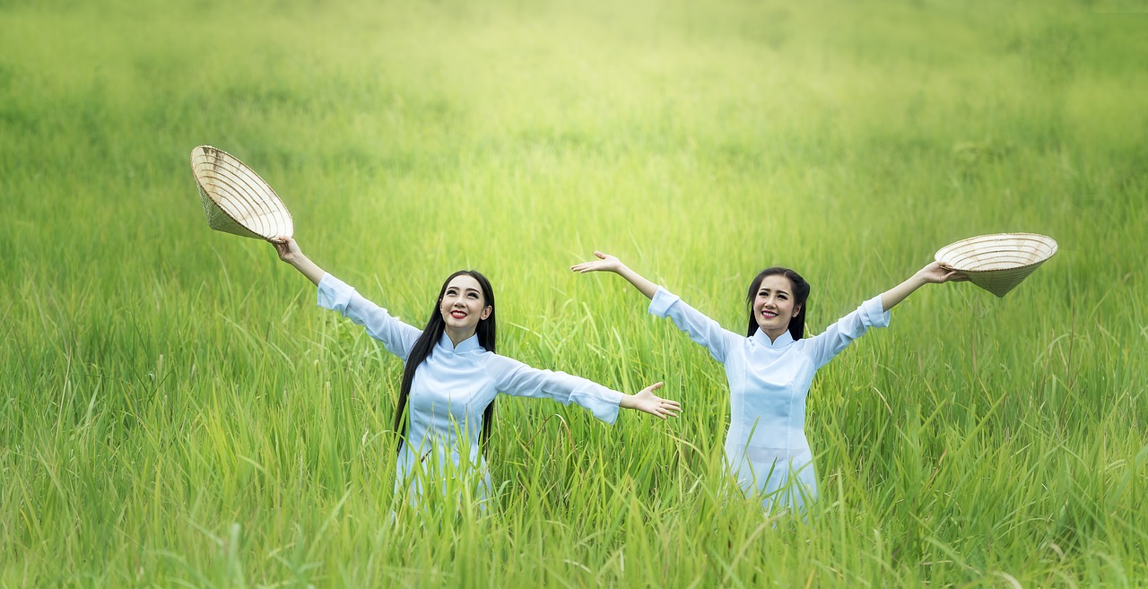 Image - woman rice green countryside