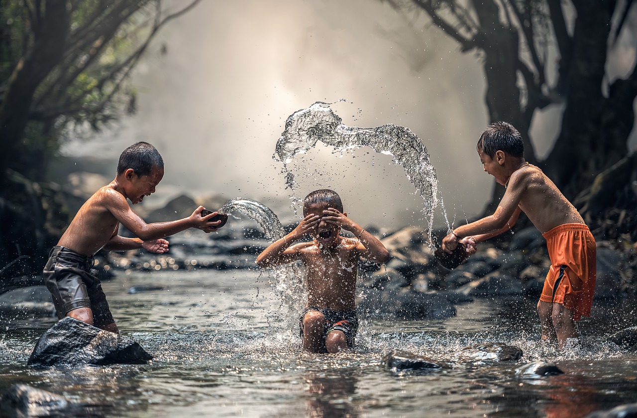 Image - as children river enjoy water