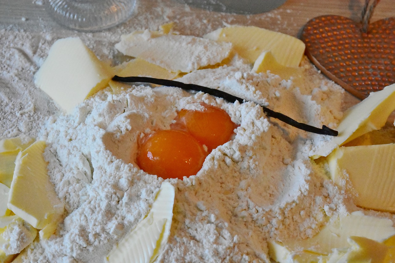 Image - flour egg butter sugar bake dough